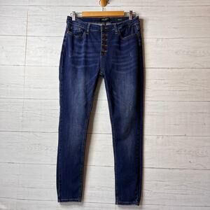 Judy Blue Jeans Womens Size 11/30 Rose Classic Button Fly Skinny Distressed